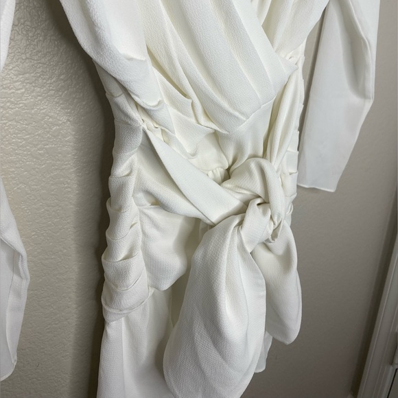 MISHA COLLECTION Amelie White Wrap Mini Dress / Bridal, Event / Size 6 Medium - Picture 5 of 7